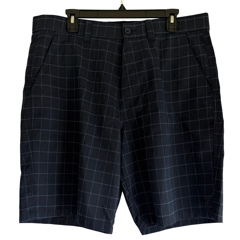 Hang Ten Mens Navy Blue Grid Pattern Hybrid Shorts Size 36 A5038011PS